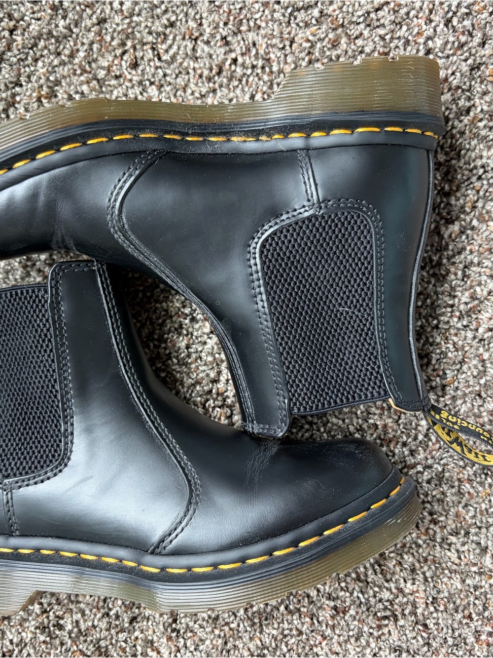 Dr. Martens Women’s Black Chelsea Boots with Yellow Stitching - Picture 5 of 6